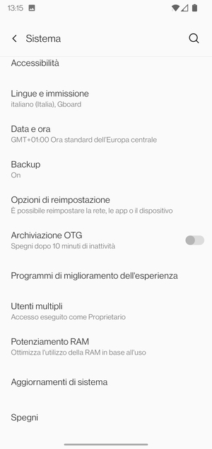 Seleziona Aggiornamenti di sistema