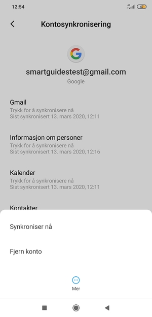Velg Synkroniser nå