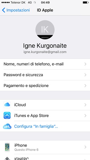 Seleziona iCloud