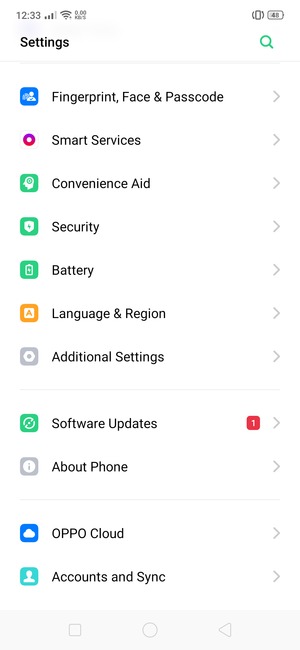 Scroll to and select Additional Settings
