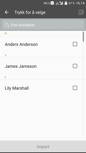 Kryss av i Velg alle avkrysningsboksen