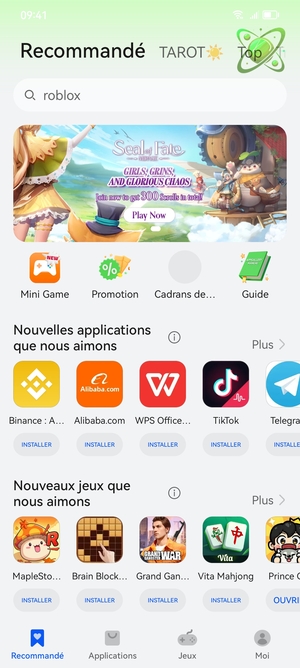 Sélectionnez la barre de Recherche