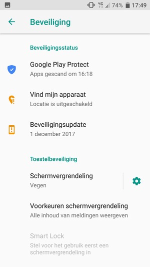 Selecteer Schermvergrendeling