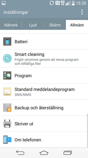 Scrolla till och välj Backup och återställning