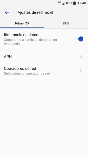Activar o desactivar Itinerancia de datos