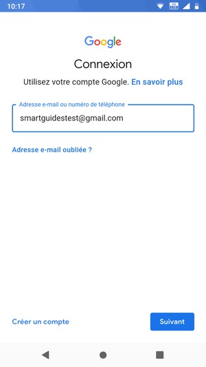 Saisissez votre adresse Gmail et sélectionnez Suivant