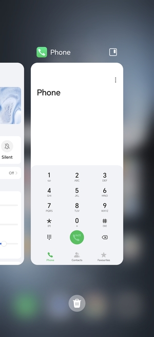 Select the Delete  icon to close all running apps