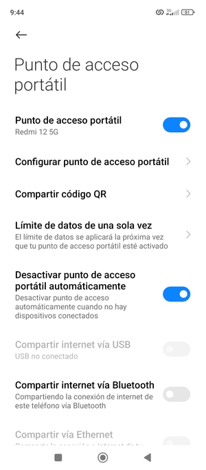 El teléfono ha sido configurado para su uso como módem