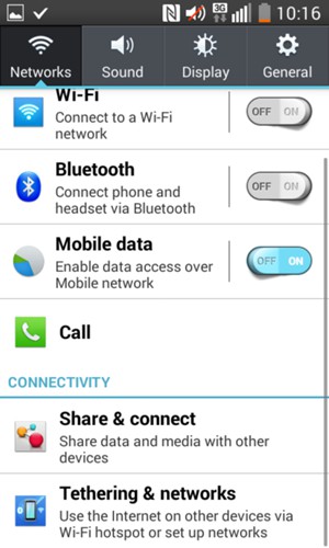 Select Tethering & networks