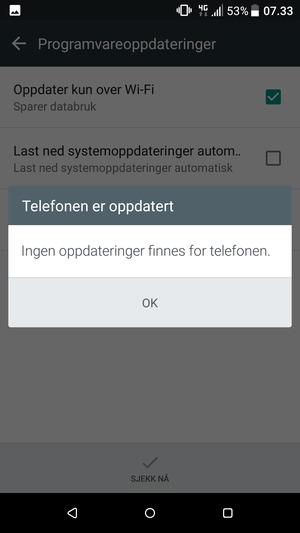 Hvis telefonen din er oppdatert, velg OK