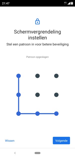 Teken een ontgrendelingspatroon en selecteer Volgende
