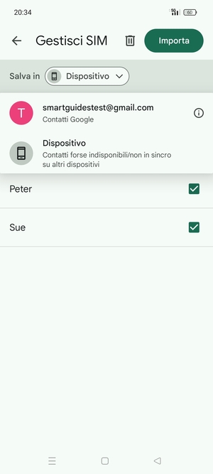 Seleziona il tuo account  Google