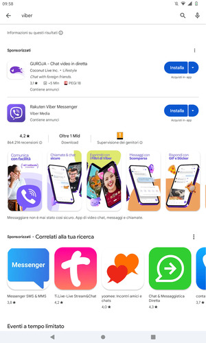 Seleziona l'applicazione