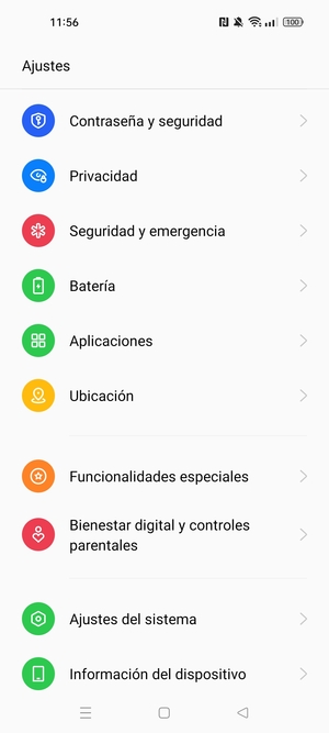 Desplácese y seleccione Contraseña y seguridad