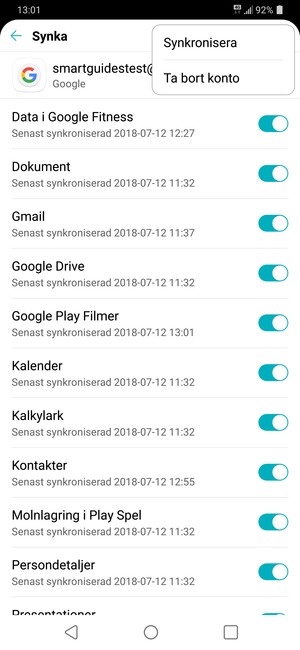 Välj Synkronisera
