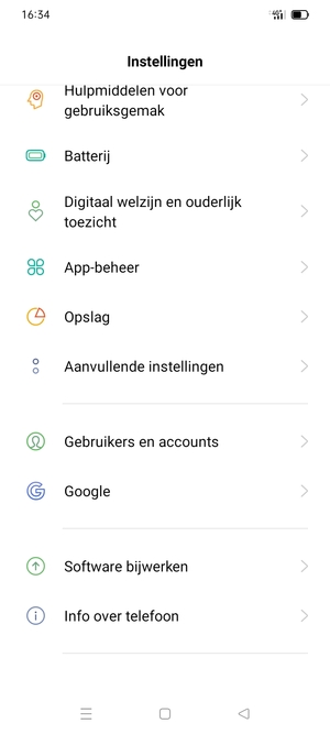 Scroll naar en selecteer Aanvullende instellingen