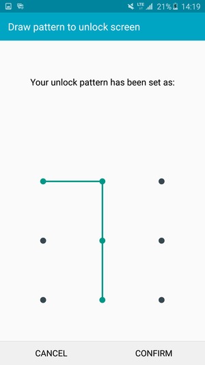 Draw the unlock pattern again and select CONFIRM