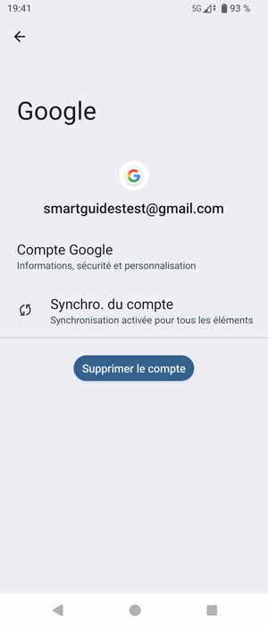 Sélectionnez Synchro. du compte