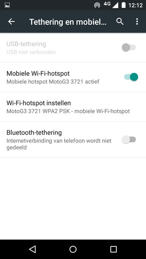 Uw telefoon is nu geïnstalleerd voor gebruik als modem