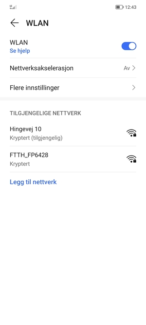 Velg det trådløse nettverket du vil koble til