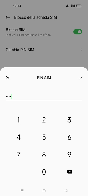 Inserisci Nuovo PIN della scheda SIM e seleziona OK