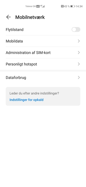 Vælg Mobildata