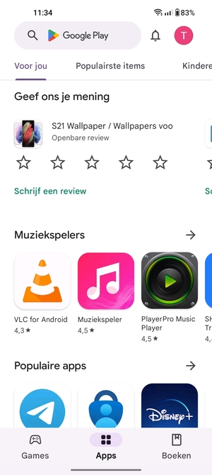 Selecteer de zoekbalk