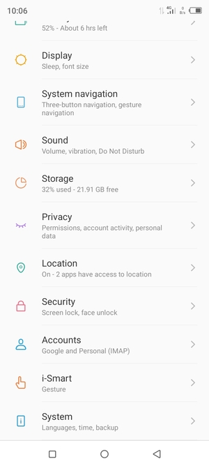 Scroll to and select Security