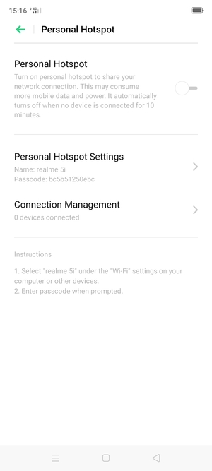 Turn on Personal Hotspot
