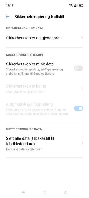 Slå på Sikkerhetskopier mine data