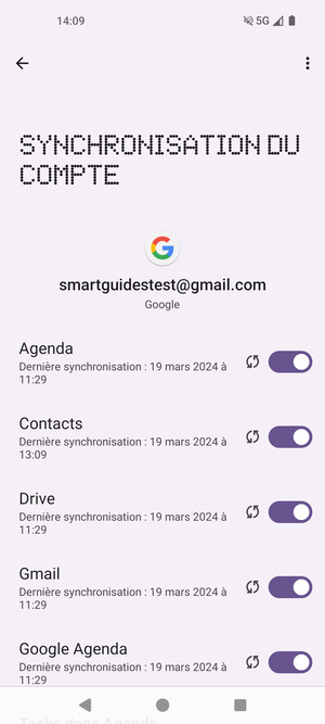 Sélectionnez le bouton du Menu