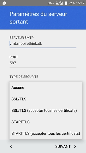 Sélectionnez Aucune puis SUIVANT