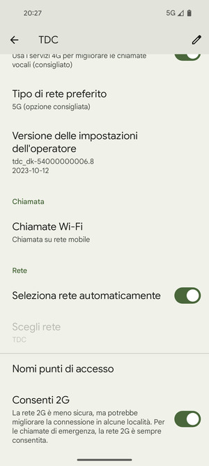Scorri e seleziona Nomi punti di accesso