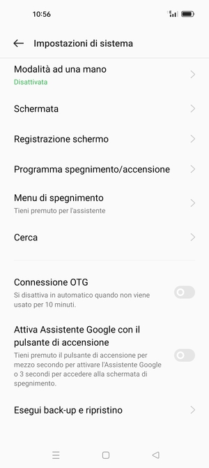 Scorri e seleziona Esegui back-up e ripristino