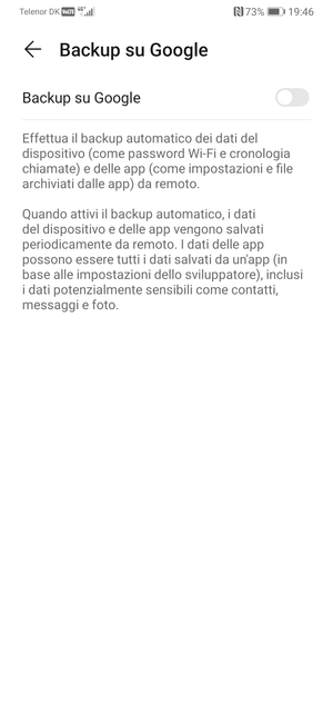 Attiva Backup su Google