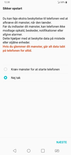 Vælg din foretrukne mulighed og vælg NÆSTE