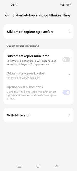 Slå på Sikkerhetskopier mine data