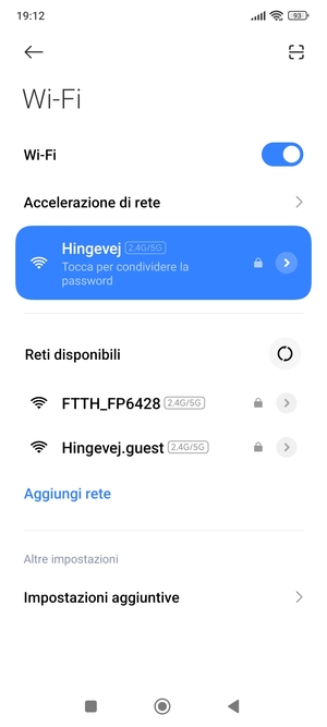 Ora sei connesso alla rete Wi-Fi