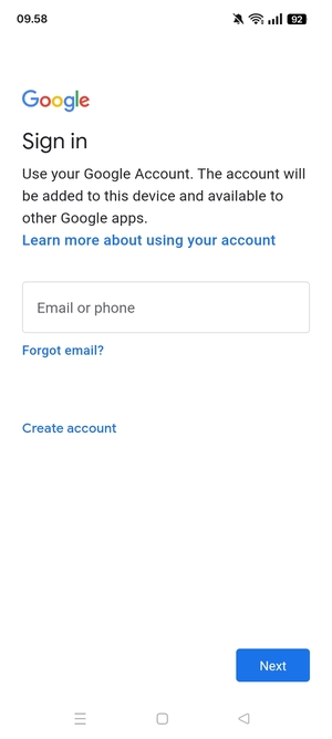 Enter your Gmail address and select Next