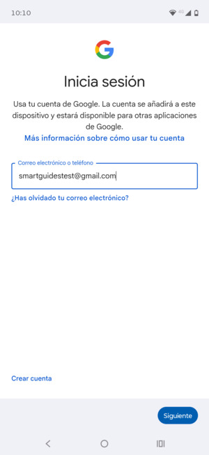 Introduzca su dirección de Gmail y seleccione Siguiente