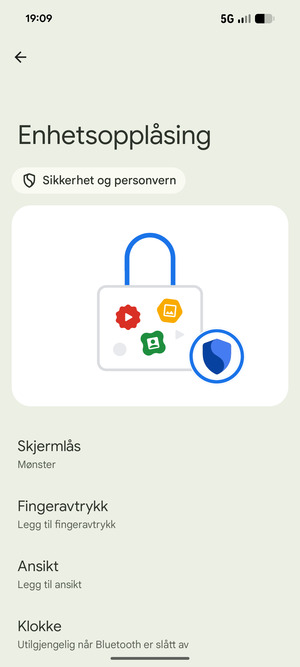 Telefonen din er nå sikret med en skjermlås