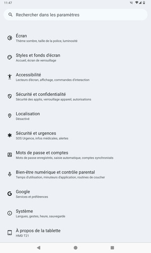Faites défiler et sélectionnez Sécurité et confidentialité