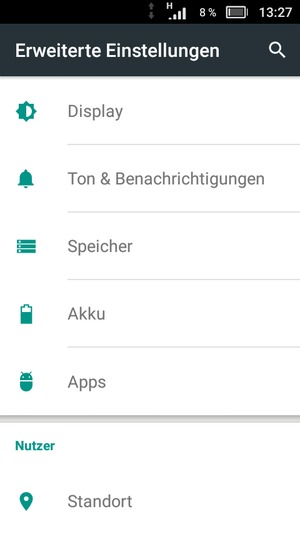 Scrollen Sie und wählen Sie Akku