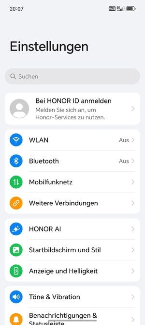 Wählen Sie Mobilfunknetz