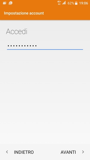Inserisci la tua password e seleziona AVANTI
