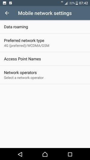Select Data roaming