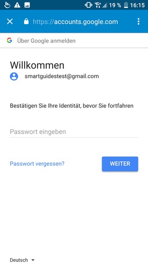 Geben Sie Ihre Passwort ein und wählen Sie WEITER