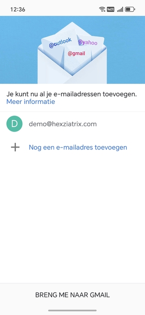 Selecteer BRENG ME NAAR GMAIL