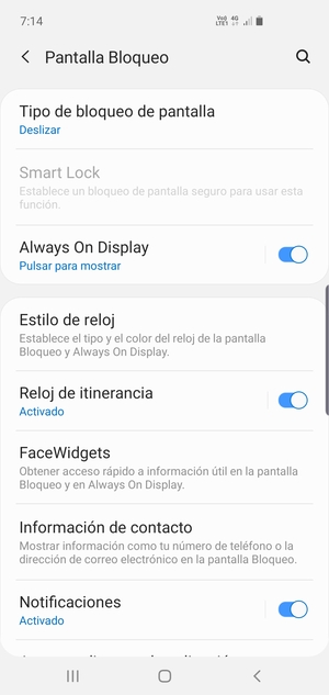 Seleccione Tipo de bloqueo de pantalla