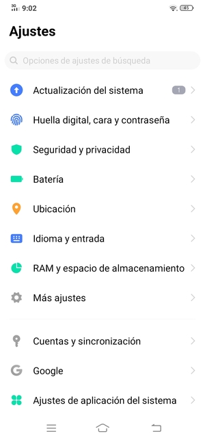 Desplácese y seleccione Seguridad y privacidad